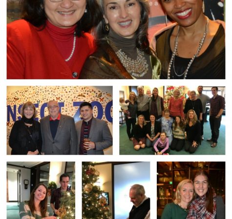 A collage of Murdock Trust staff at holiday gatherings.